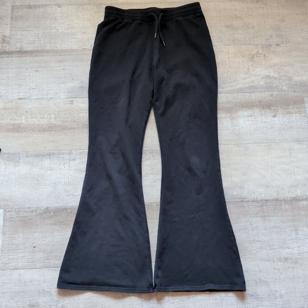 Hollister Womens Black Flare Sweatpants Small S Long Ultra High Rise Fleece